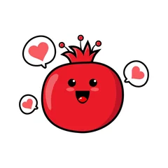 Fotobehang cute pomegranate cartoon mascot character © Sigit Stock Vector