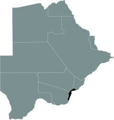 Black location map of the Botswanan South-East district inside gray map of Botswana