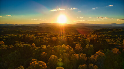 Aerial View of Blue Ridge Mountains Sunset