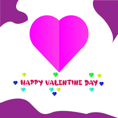 Illustration of violet love romance. Valentine's day banner. hearth shape origami paper craft style with white background