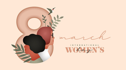 Women's Day 8 march diverse woman face card