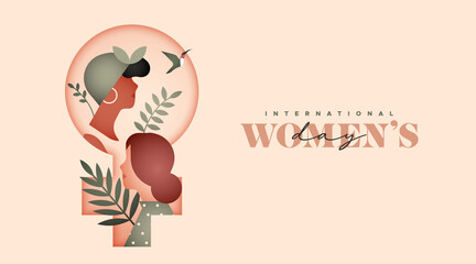 Women's day diverse women tropical leaf card