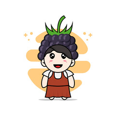 Cute girl character wearing grape costume.