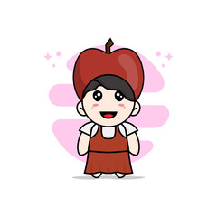 Cute girl character wearing apple costume.
