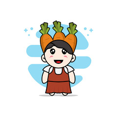 Obraz na płótnie Canvas Cute girl character wearing carrot costume.