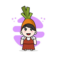 Cute girl character wearing carrot costume.