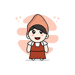Cute girl character wearing yam costume