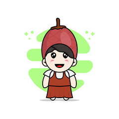 Cute girl character wearing ita palm costume.