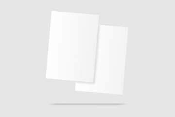 Realistic blank A4 flyer brochure for mockup. Paper or poster illustration. 3D Render.