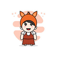 Cute girl character wearing fox costume.