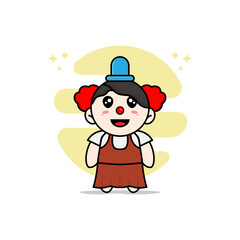 Cute girl character wearing clown costume