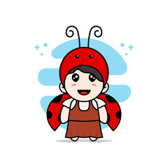 Cute girl character wearing beetle costume.