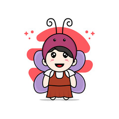 Cute girl character wearing butterfly costume.