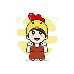 Cute girl character wearing chicken costume.