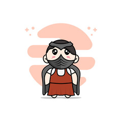 Cute girl character wearing superhero costume.