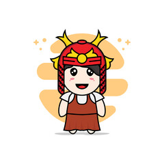Cute girl character design wearing samurai helmet costume.