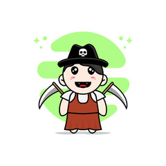 Cute girl character design wearing angel of death costume.