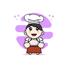Cute girl character wearing chef costume.