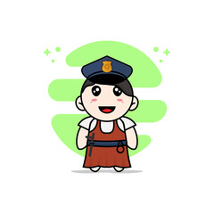 Cute girl character wearing police costume.