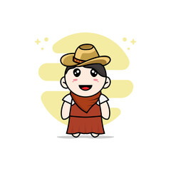 Cute girl character wearing cowboy costume.