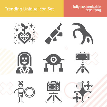 Simple set of onset related filled icons.