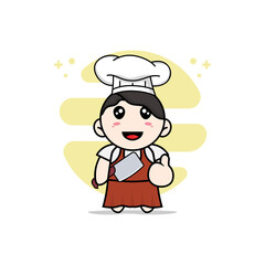 Cute girl character wearing chef costume.
