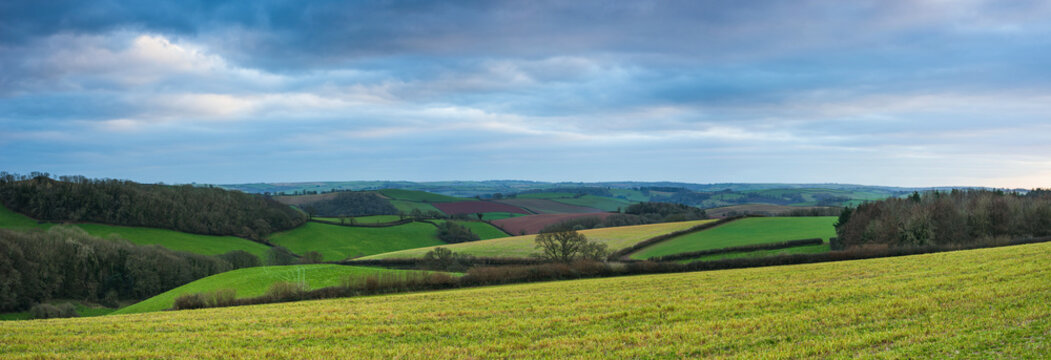 Fields of Berry Pomeroy Village in Devon in England in Europe