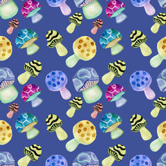 seamless pattern of abstract colorful mushrooms wallpaper