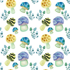 seamless pattern of abstract colorful mushrooms wallpaper