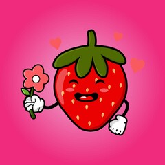 cute strawberry cartoon mascot character