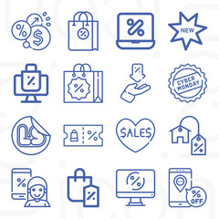 16 pack of price reduction  lineal web icons set