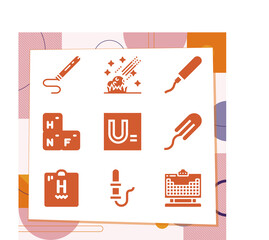 Simple set of 9 icons related to bear on