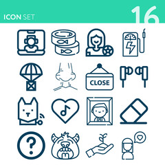 Simple set of 16 icons related to friend
