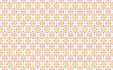 Scandinavian style floral ornament with pixel embroidery effect. Seamless pattern for web and print, textile, wrapping paper, scrapbooking, postcards.