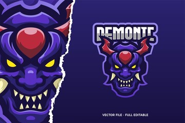 Purple Demon E-sport Game Logo Template
