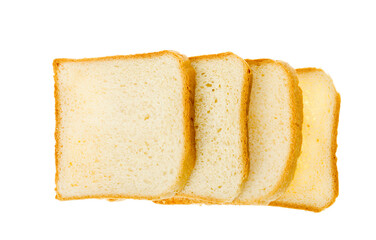 Pieces of square toast wheat bread isolated on white background.
