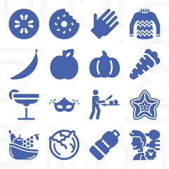 16 pack of nutrition  filled web icons set