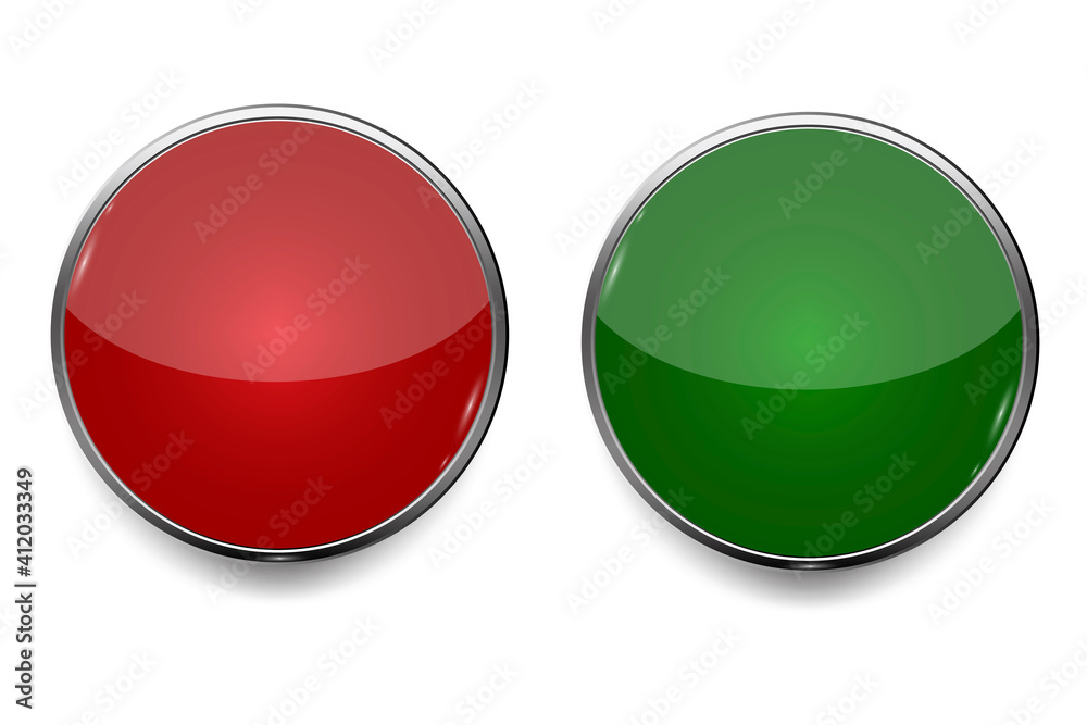 Wall mural modern green red buttons. circle shape template illustration. icon for web design. stock image. eps 