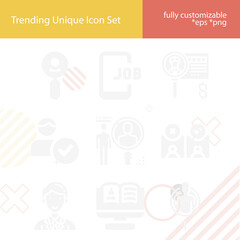 Simple set of recruiting related filled icons.