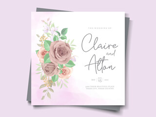 Elegant hand drawing wedding invitation with floral design