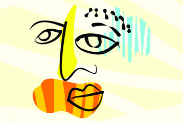 Abstract face painting, wall art, vector design illustration. creative graphic design shapes with textured geometric shapes. minimalistic abstract geometric face. EPS 10