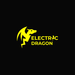 Vector Template Electric Dragon, Mythology, Lighting, Simple Concept