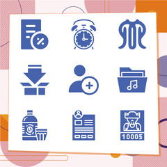 Simple set of 9 icons related to calendar