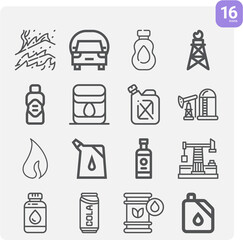 Simple set of coal related lineal icons.