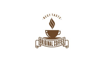 original coffee logo with a glass of delicious coffee
