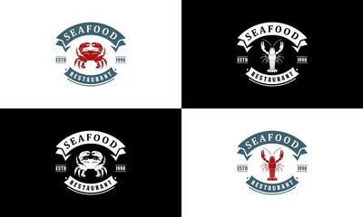 seafood or seafood logos complete with fresh shrimp