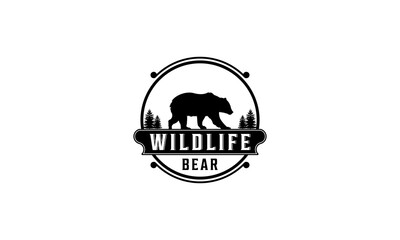 Bear wildlife logo in white background