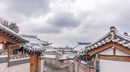 Bukchon Hanok Village in winter  Seoul South Korea