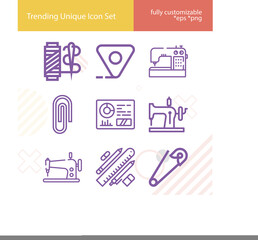 Simple set of materialism related lineal icons.