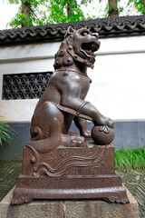 Iron lion sculpture in Yu Garden, Shanghai, China